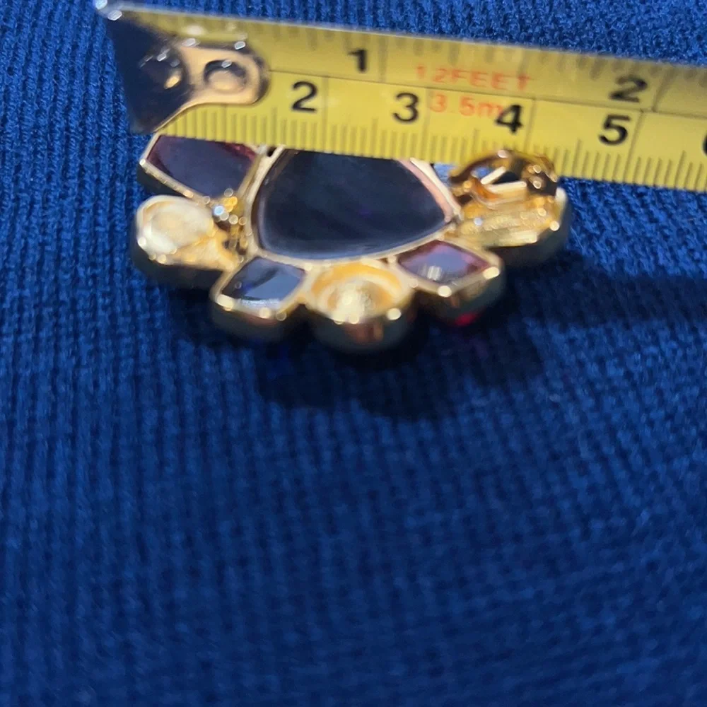 Gorgeous Joan Rivers Multi Colored Gripoix Cabochon and Crystal Brooch / Pendant - Picture 6 of 7